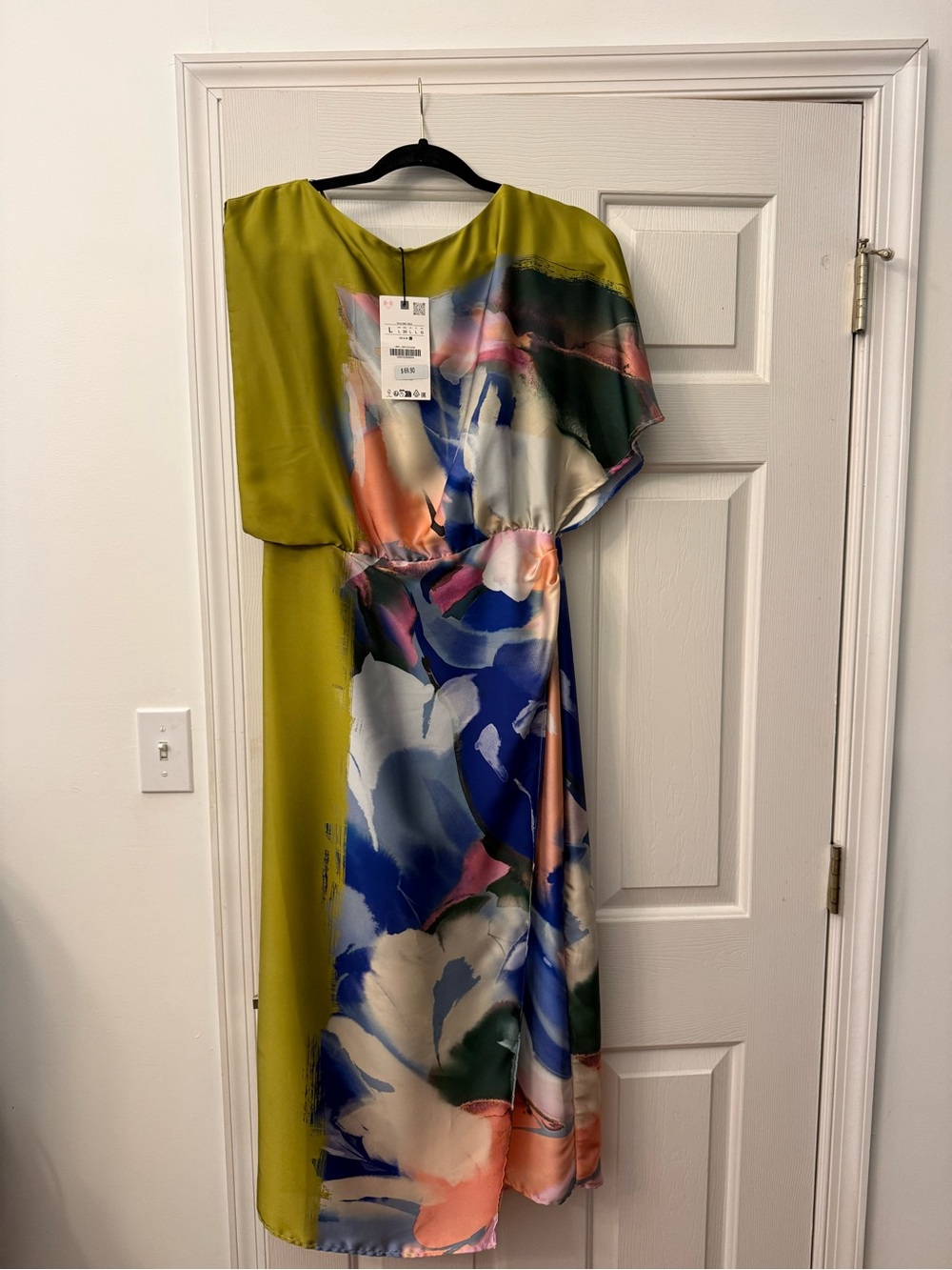 Zara Olive & Multicolor Abstract Floral Midi Dress - Picture 2 of 5